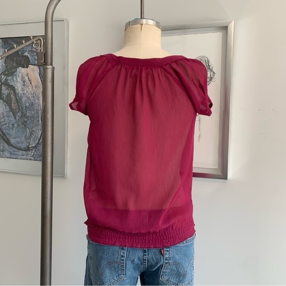 Max Love Silk Blend Sheer Top Women’s Small Pink Y2K - Picture 3 of 7